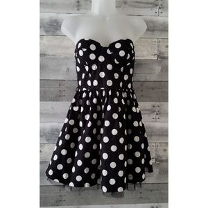 SANS SOUCI Strapless Polka Dot Dress Small